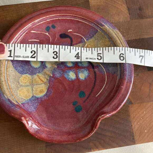 Trinket Dish Spoon Rest Studio Art Pottery Clay Handcrafted Glazed Artist Signed - Picture 6 of 6